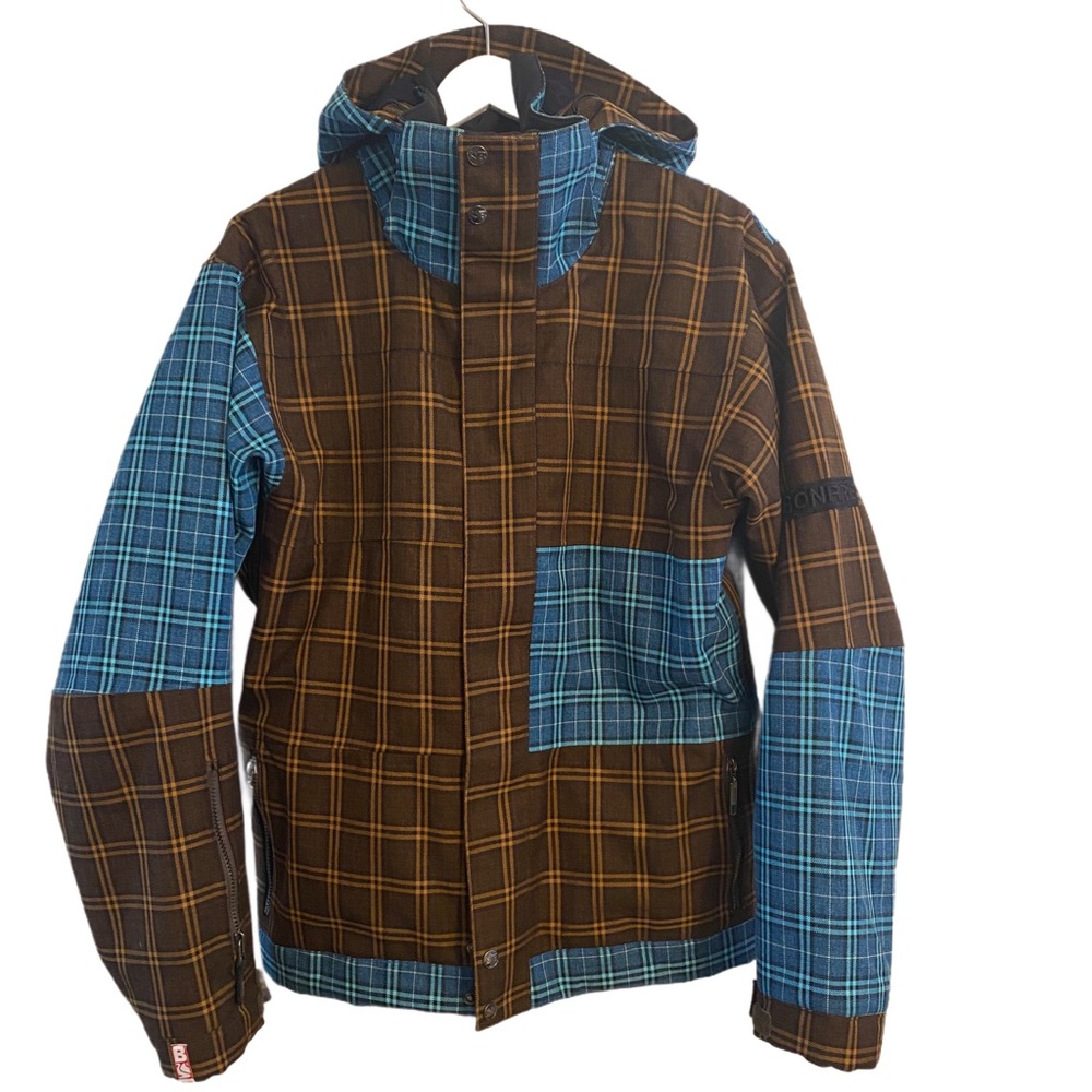Bonfire Mens Titan Snowboarding Plaid Patchwork Coat Size Small NWOT